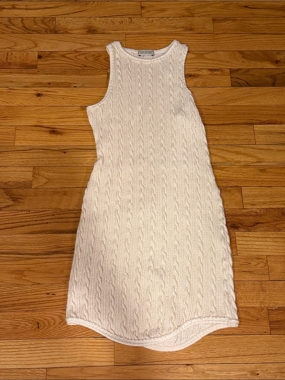 DylanLex Cable Knit Cream Sleeveless Dress